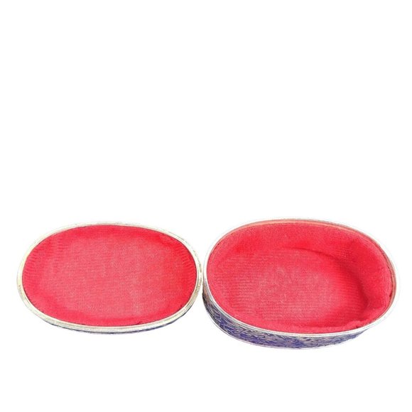 Trinket Vanity Jewelry Earring Box Embossed Metal Scroll Design Velvet Lined - Picture 8 of 12